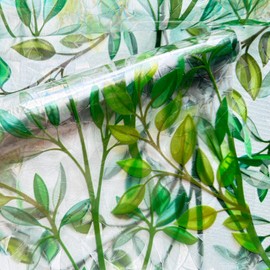 3D Stained Glass Privacy Window Film Rainbow Green Leaves Glass Door Film Static Cling Window Cling Covering Tint Anti UV Heat Control for Home and Office,45.2x157 in.