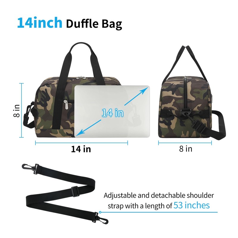 Small Duffle Bag 14 inch Carry On Mini Duffel Bag