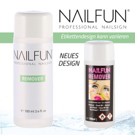 Nailfun Remover 100 ml + 100 Remover Wraps - Cotton Pad on Aluminium Foil + 5 Wooden Sticks - for Removing UV Gel Nails - Shellac - Soak-Off - Gel Polish - Easy-Off Gel - Acrylic Modelling - Tips