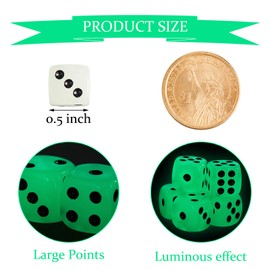 18 Pieces Glow in The Dark Dice Luminous Dice 6 Sided Dice with Black Velvet Pouches for Board Games Activity Casino Theme Party Favors