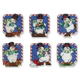 Design Works Crafts Snowmen Cross Stitch Ornament Kit, Candy Cane (14 Count)