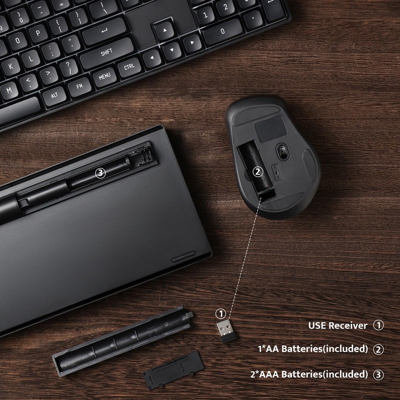 darkFlash Wireless Mechanical Keyboard and Mouse for Office, 106 Keys