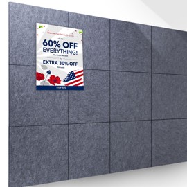 Bulletin Board Large Cork Board Alternative 12 Pack Felt Wall Tiles with Safe Removable Adhesive Tabs 47"x35" Office Decor Wall Pin Board Felt Board Soundproof Panel Cork Boards for Walls（Light Grey）