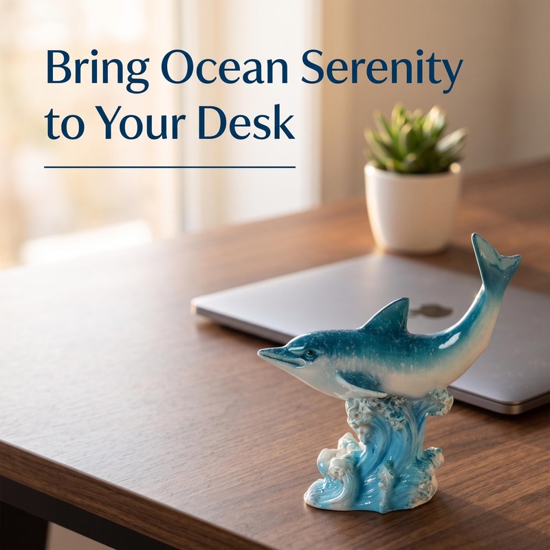 Brizoria Dolphin Decor Nautical Decor Leaping Dolphin Figurines Blue White