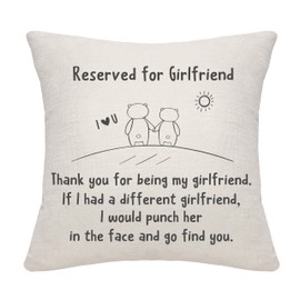 Bommex Funny Cartoon Cushion Covers Thank You For Being My Girlfriend If I Had A Different Girlfriend I Would Pouch Her In The Face And Go Find You Girlfriend Birthday Valentine's (girlfriend)