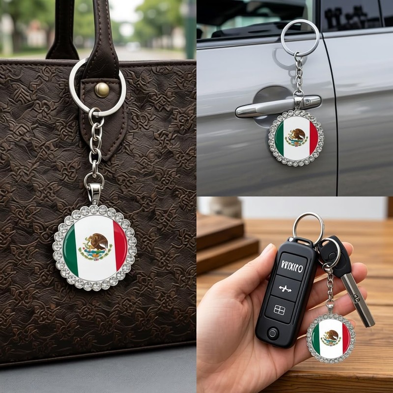 Llavero con bandera nacional Con diamantes de imitación