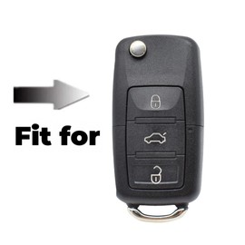 Happyit Leather Car Key Cover Case Holder Fob for Volkswagen VW Bora Polo Tiguan Jetta Passat B5 B6 B7 Golf Beetle 3 Buttons (Red)