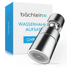 Bächlein Universal Dual Jet Chrome Tap Attachment - Rotating Tap Aerator for Kitchen Faucets