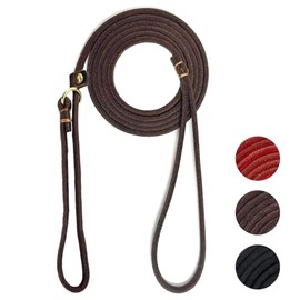 Correas deslizantes de piel real para perros, correa larga para perros pequeños y medianos, correa fuerte para perros, correa suave y larga para perros, correa deslizante ajustable, 6 pies x 1/4