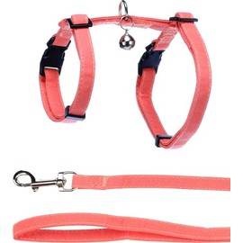 Flamingo Lomi Harness with Lead Pale Pink - A: 22-36cm, W: 27-46cm, C: 110cm x 10mm x 2mm, Elegant, Safe and Stylish for Cats