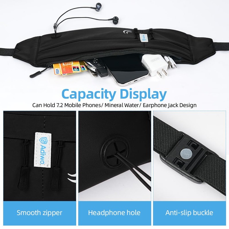 Adiwo Running Belt, Lightweight Running Waist Belt, Lightweight Waist Pack