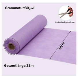 FRKOKRFA Fleece Table Runner, Purple, 25 m x 30 cm, Decorative Table Runner, Table Decoration, Table Runner Roll for Birthdays, Weddings, Christenings, Communion and Other Celebrations