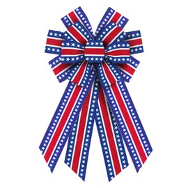 Estivaux Large 4th of July Patriotic Bows for Wreath, Memorial Day Wreath Bows American Blue Burlap Bows July 4th Patriotic Front Door Bows for Indoor Outdoor Farmhouse Decorations