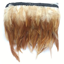 Sowder Rooster Hackle Feather Fringe Trim for Custume Dress Decoration Pack of 5 Yards(Natural)