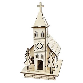 Wooden Church to Assemble 22.5cm x 11.5cm x 13.5cm