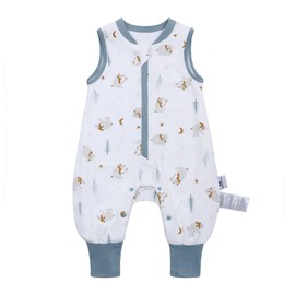 Baby Sleeping Bag with Feet, 1.0 TOG, Ideal for Spring and Autumn, 100% Cotton, Year-Round Comfort for Your Toddler (Bear, M/75-85 cm)