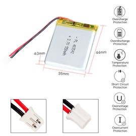 YTKavq 403542 - Batería de ion de litio (3,7 V, 550 mAh, ion de litio, ion de litio, 2 pines, 2 unidades, conector de 2 mm)