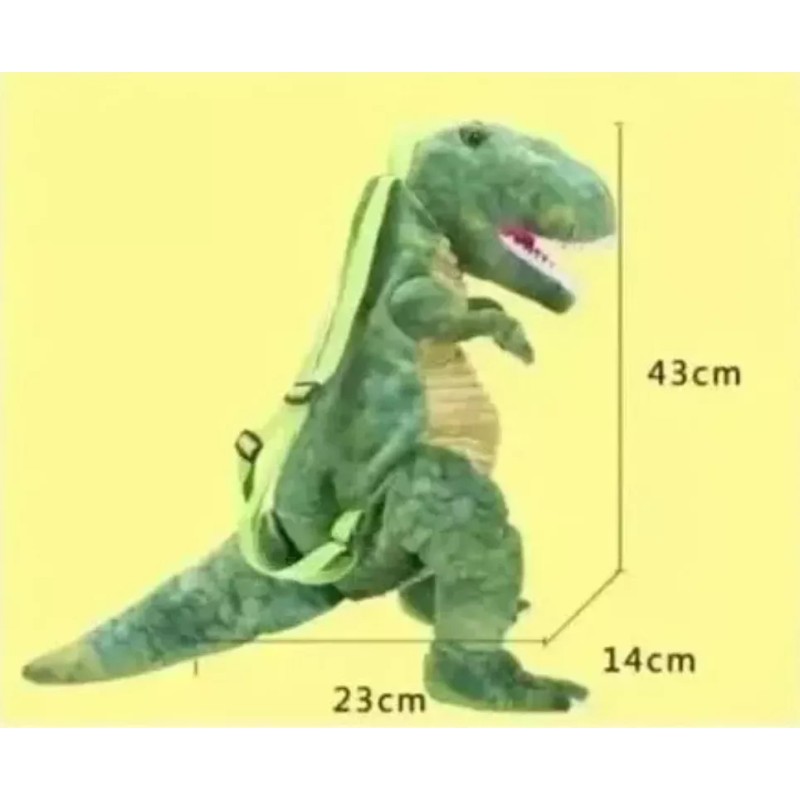 Maluk Store Mochila Dinosaurio T-rex Verde Peluche Niño Niña