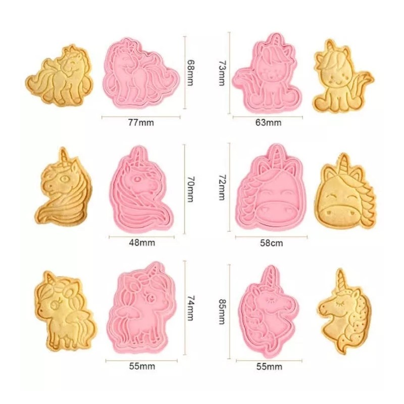 KH Cortadores Galletas Surtido Impresión 3d Unicornio 6figuras