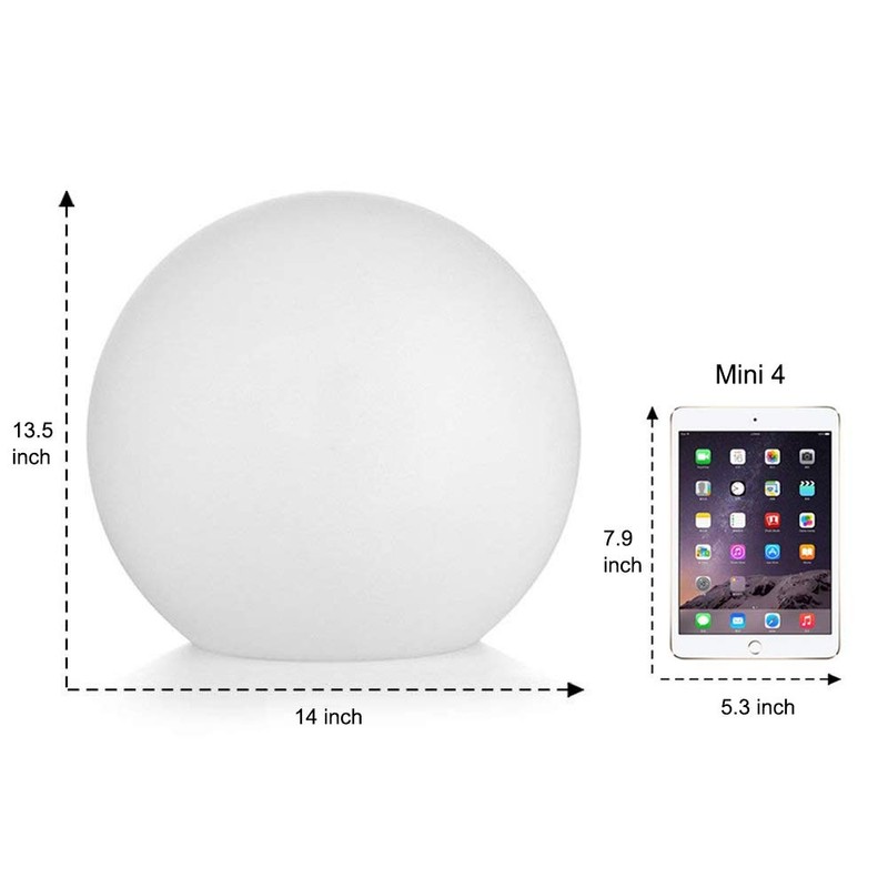 Mr.Go 14-inch LED Ball Light, Cordless Rechargeable Globe Lamp w/Remote,