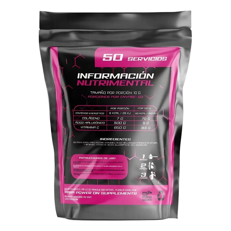 Colágeno Hidrolizado Con Ácido Hialurónico 1kg 50 Servicios