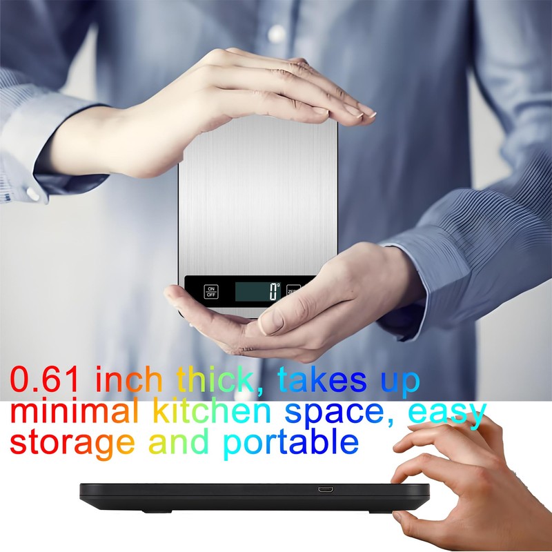 VITSOL 33lb/15kg Digital Kitchen Scale, Food Scale, High Capacity Weight