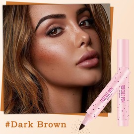 Soft Dot Sopt Lifelike Freckle Pen Makeup for All Skin Types, Natural Effortless Sunkissed Makeup with Freckle Stamp and Fake Tattoo (Dark Brown)