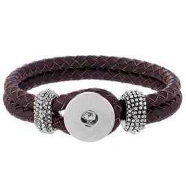 Lovmoment New Bracelets Leather and Metal Bracelets Fit Snaps Charms (Brown)