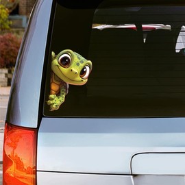 2-Pack 3.94"x5.51" Adorable Tiny Turtle Car Sticker, Fun Waterproof Sticker for Cars, Trucks, Motorcycles, Walls, Windows, PVC Material |#DK660