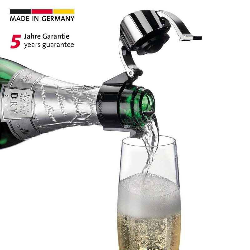 Westmark Sektflaschenverschluss/Klappverschluss/Flaschenverschließer, Kunststoff, Casco, Silber/Schwarz, 60022280