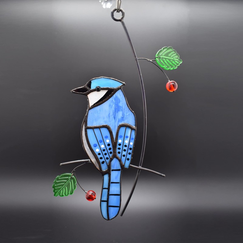 Cute Birds Suncatcher Bird Stained Glass Window Hangings for Window
