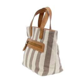 Joy Susan Women's Fashion Purse Awning Stripe Mini Canvas Tote Hand Bag - Neutral