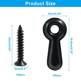 Unlorspy 100 Sets Black Picture Frame Backing Clips Metal Frame Picture Turn Button Fasteners with Screws for Hanging Pictures,Posters,Photos Drawing Crafts