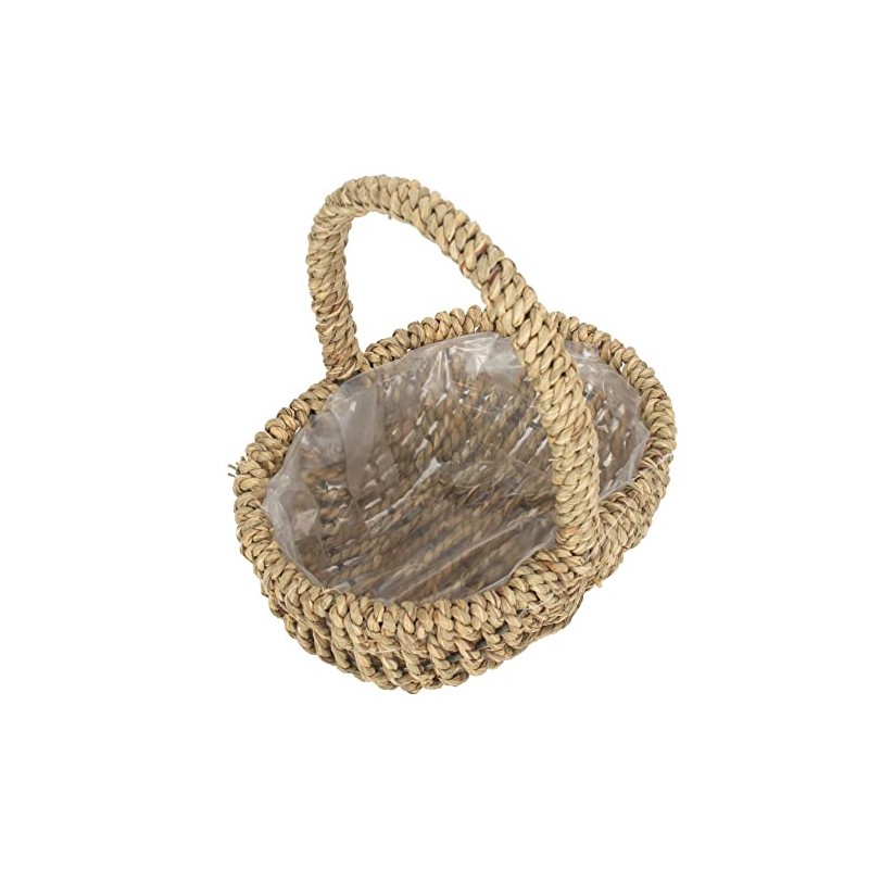 Red Hamper C112 Seagrass Small Seagrass Plastic Lined Shopping Basket