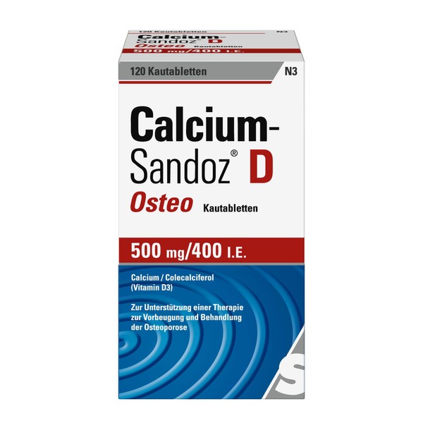 Sandoz Calcium Sandoz D Osteo 500 mg/400 IU Chewable Tablets Pack of 120 004