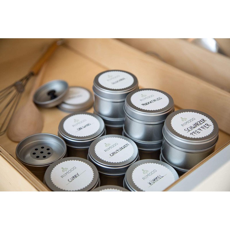 Pack of 12 Small Spice Jars with Extra Inner Lid, Provides