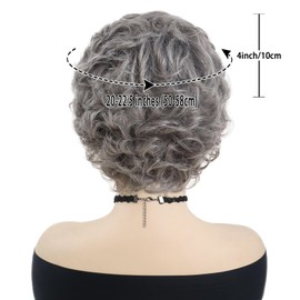 GNIMEGIL Short Grey Elderly Wigs Curly Wigs for White Women Gray Pixie Cut Wig with Bangs Layered Synthetic Natural Hairstyles Old Lady Costume Senior Ladies Wig