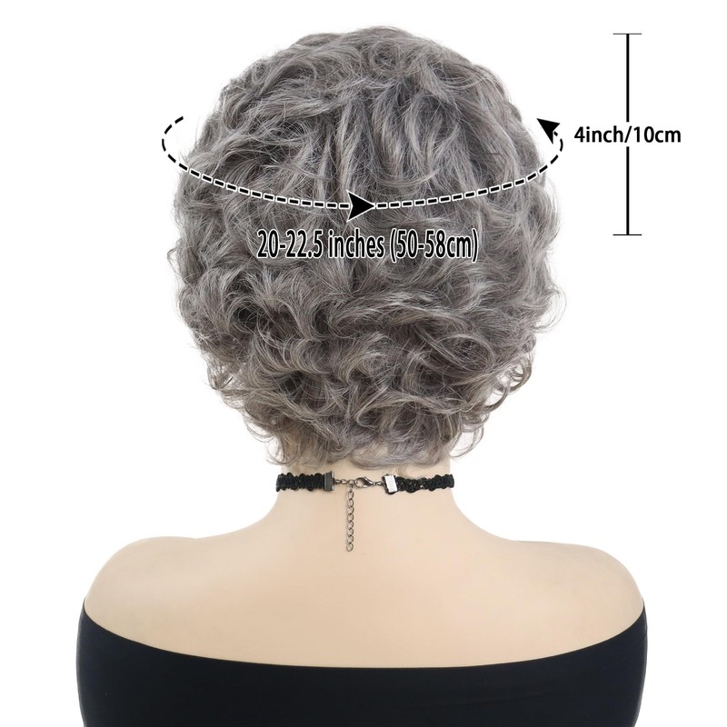 GNIMEGIL Short Grey Elderly Wigs Curly Wigs for White Women