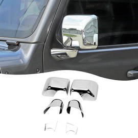 SQQP Side Mirror Cover, Rearview Mirrors Decoration Trim Kit Fit for 2018-2025 Jeep Wrangler JL JLU & Gladiator JT(Chrome)