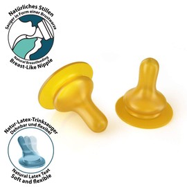 Lelekka® Latex Round Teat Size S Finest Suction Hole Size Pack of 4 Especially for Newborn Nursing Children from Day 1