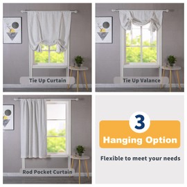 DriftAway - Cortinas opacas de lino de doble capa con aislamiento térmico totalmente forradas, sombra romana, ventana de baño, bolsillo ajustable para ventana pequeña, 31 x 47 pulgadas, color marfil