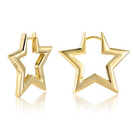 ALEXCRAFT Star Earrings Gold 27mm Earrings For Women Gold Plated Earrings
