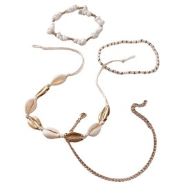 Stocking Stuffers Gifts for Women Layered Ankle Bracelet for Women Shell Anklet Set Gold Chain Ankle Bracelet Women Trendy Stuff for Teen White Beaded Anklet Foot Chain Beach Jewelry