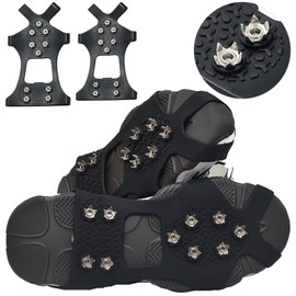 DKDDSSS Shoe spikes, crampons, shoe claws, spikes for shoes, ice shoe claws, ice spikes, snow chains, shoes, shoe spikes with 10 claws for snow