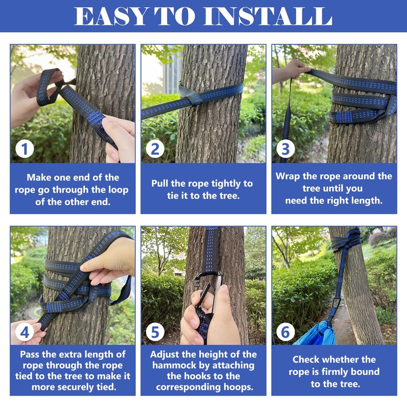 Single Double Camping Hammock with Tree Straps, 660lbs Portable Nylon