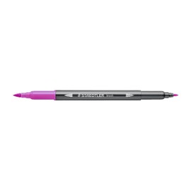 Staedtler 3001 – 3001-61 – Watercolour Felt Tip Double Brush Tip 1-6 mm and Fine 0.5-0.8 mm Red Purple