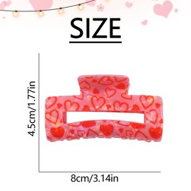 Valentine's Hair Clips Laser Red Heart Claw Clips for Women Girls Square Acrylic Hair Clip Clips for Thick Large Hair Accessories for Women 1Pcs (B)