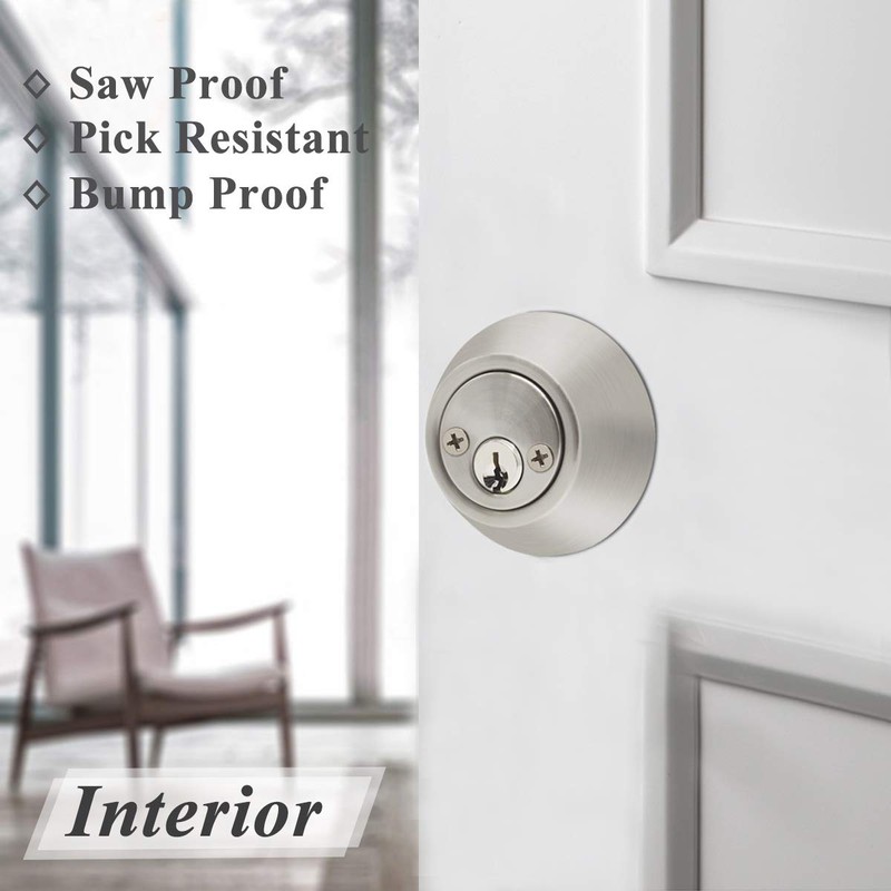 Probrico Double Side Keyed Deadbolt in Brushed Satin Nickel