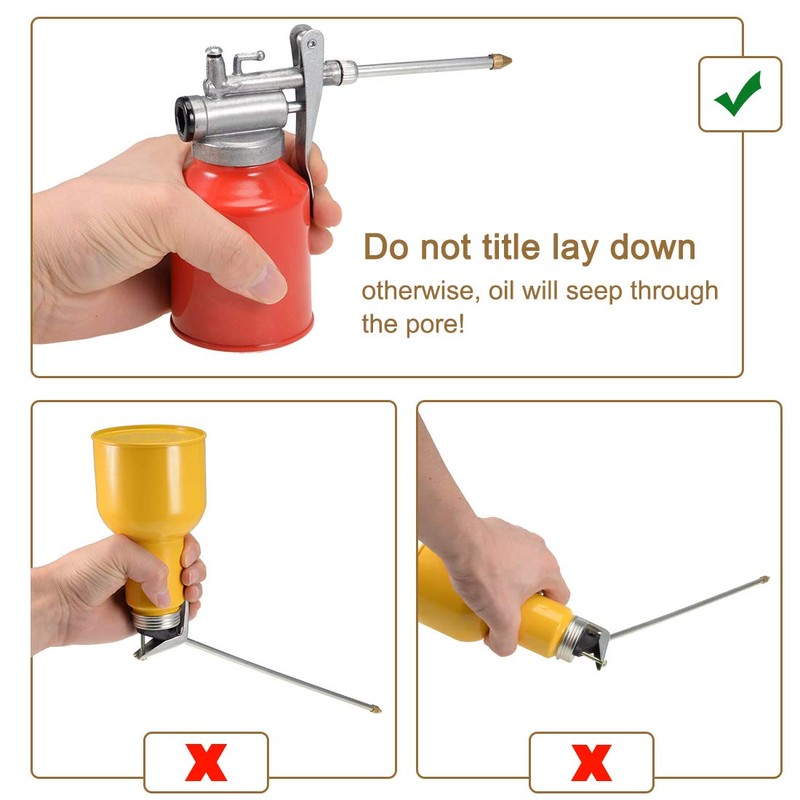uxcell Oil Can Pump Oiler,250ML Metal High Pressure Oiler Lubrication