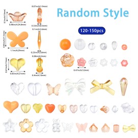 Forise 120pcs Acrylic Orange Assorted Beads Mix Random Style Candy Color Pastel Plastic Flower Beads for DIY Jewelry Making Bracelet Necklaces Phone Lanyard